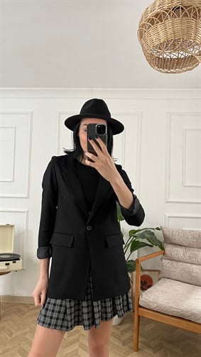 Siyah Astarlı Blazer Ceket
